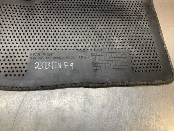 2004 Infiniti V35 G35 Rear Passenger Coupe Interior Floor Carpet Oem 23Bevf9 - On Point Parts Inc