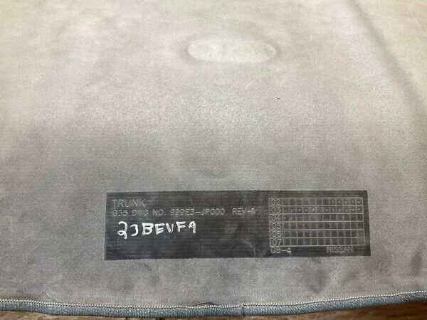 2004 Infiniti V35 G35 Rear Coupe Trunk Floor Mat Carpet Oem 23Bevf9 - On Point Parts Inc