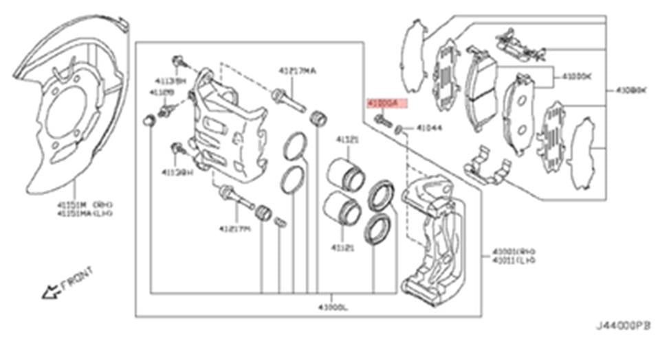 11-19 G37 Q50 Q60 Brake Caliper Mount Bolt 410051MD0A Oem Fjg - On Point Parts Inc