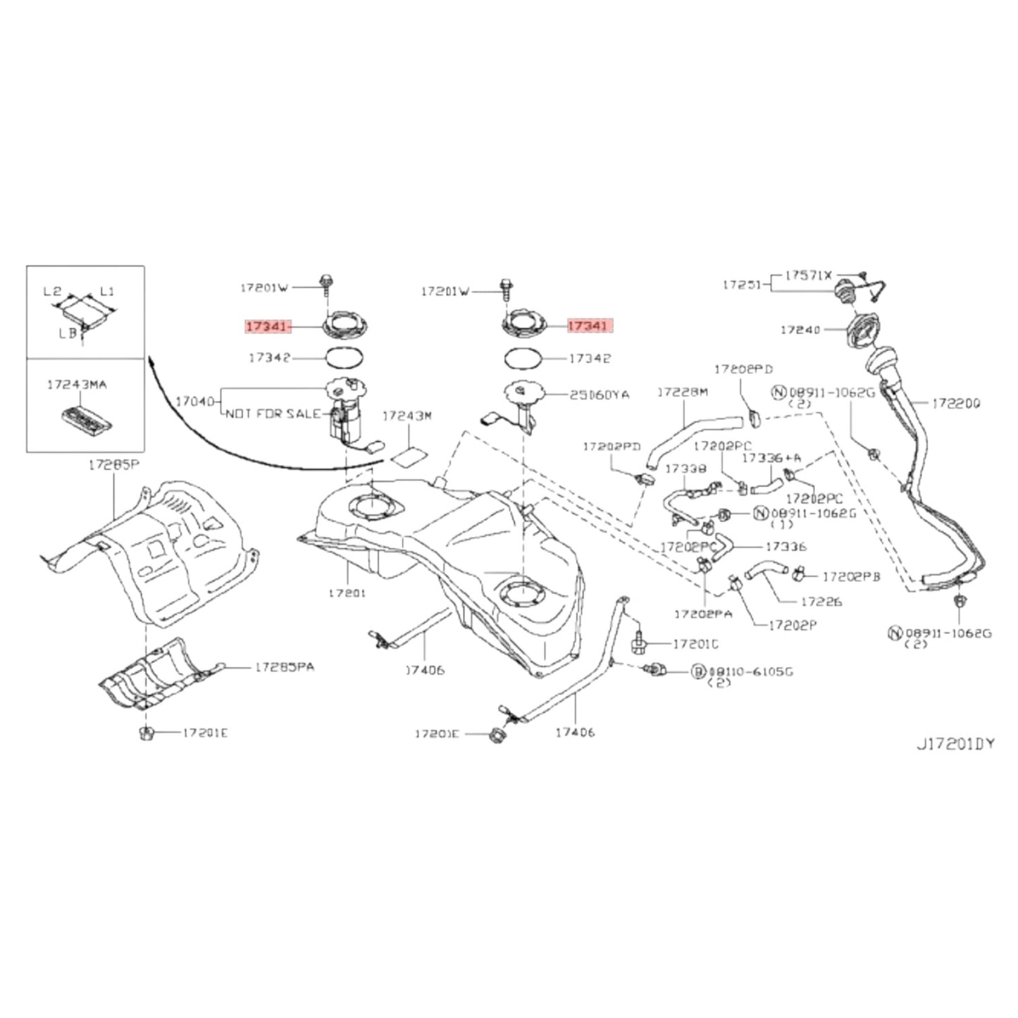 03-22 G35 G37 Q50 Q60 03-20 350Z 370Z Fuel Pump Ring 1734140U00 LH RH OEM - On Point Parts Inc