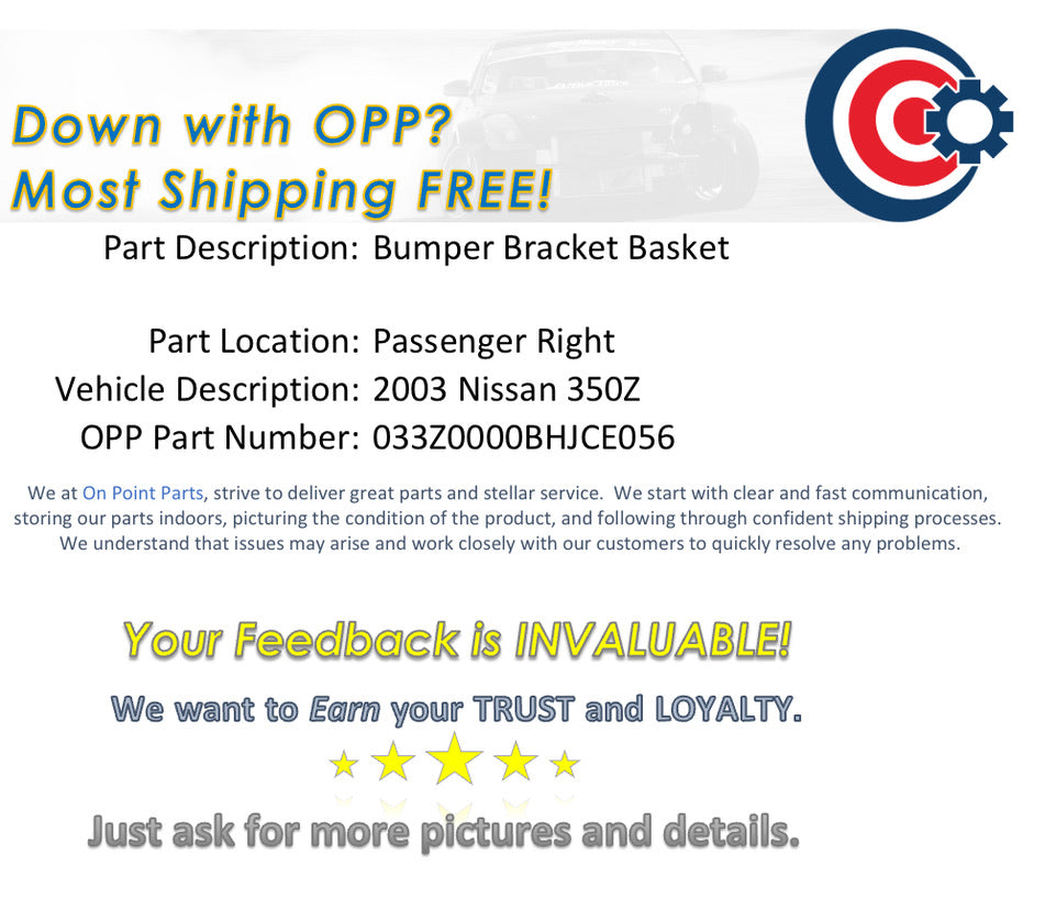 2003 Nissan 350Z Passenger Right Upper Headlight Basket Bracket OEM 12BHJCE - On Point Parts Inc