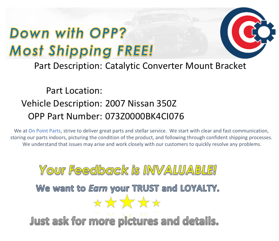 2007 Nissan 350Z Exhaust Transmission Mount Bracket OEM 13BK4CI - On Point Parts Inc