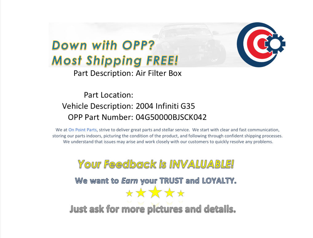 2004 Infiniti G35 Air Filter Box OEM 14BJSCK - On Point Parts Inc