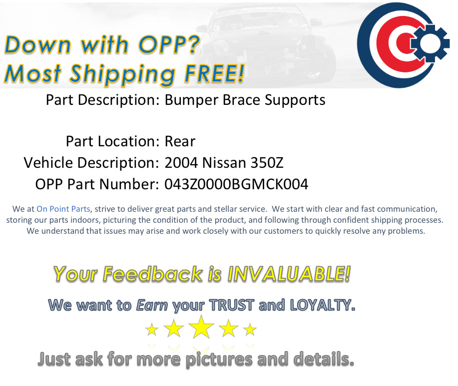 2004 Nissan 350Z Rear Bumper Impact Stay Brackets 85211 85210 OEM 11BGMCK - On Point Parts Inc
