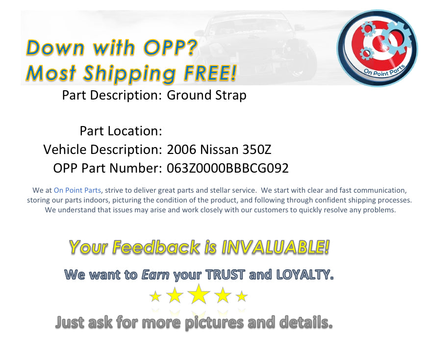 2006 Nissan 350Z RevUp Ground Strap Cable OEM 0BBBCG - On Point Parts Inc