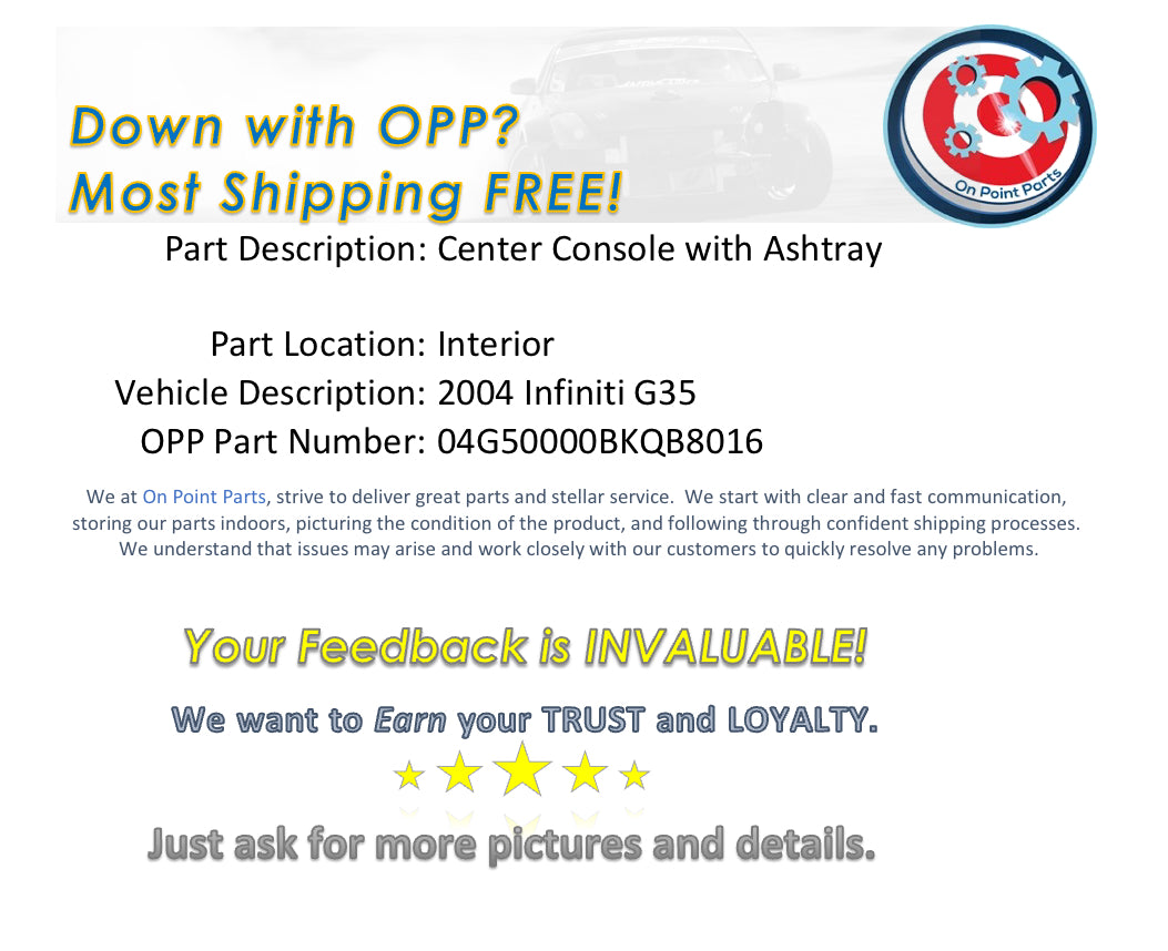 2004 Infiniti G35 Center Console Trim With Armrest Lid OEM 0BKQB8 - On Point Parts Inc