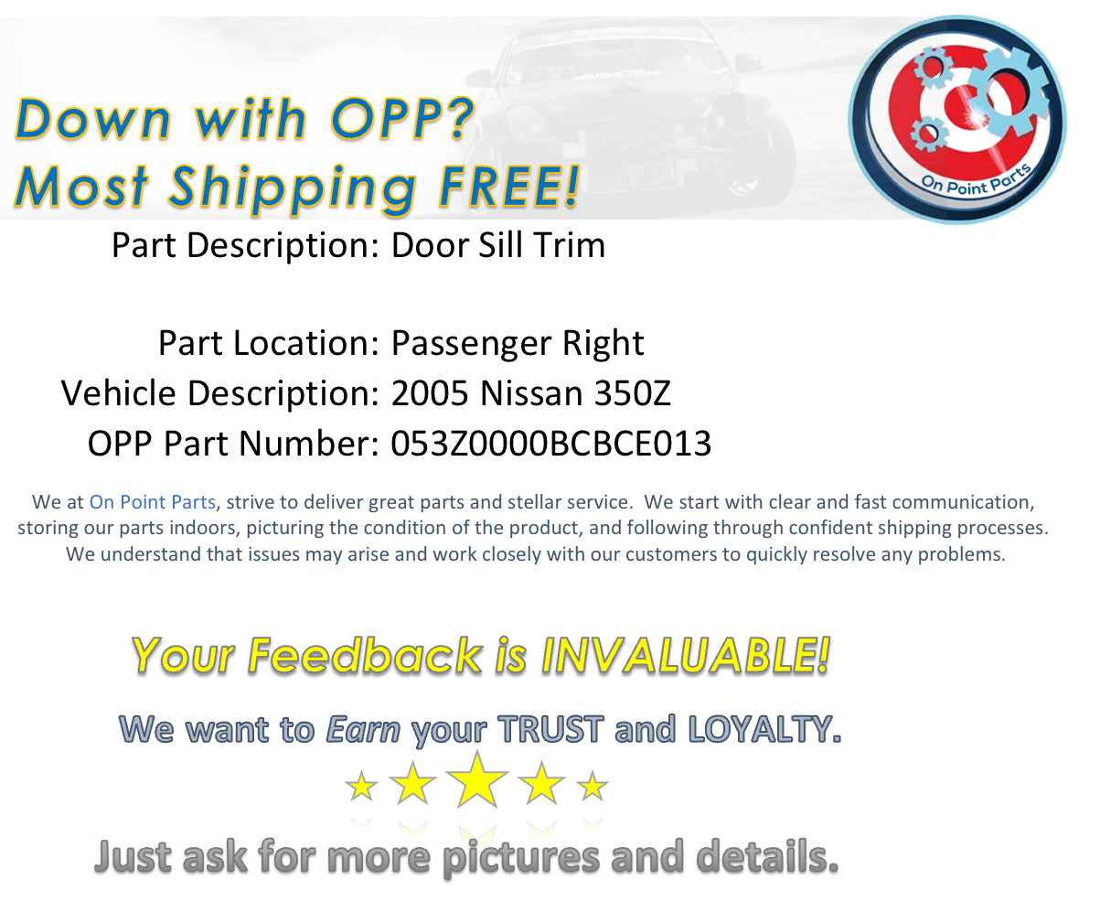 2005 Nissan 350Z Passenger Right Convertible Door Seal OEM 14BCBCE - On Point Parts Inc