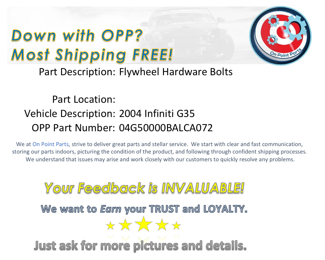 2004 Infiniti G35 Automatic Flywheel Hardware Bolts OEM 0BALCA - On Point Parts Inc