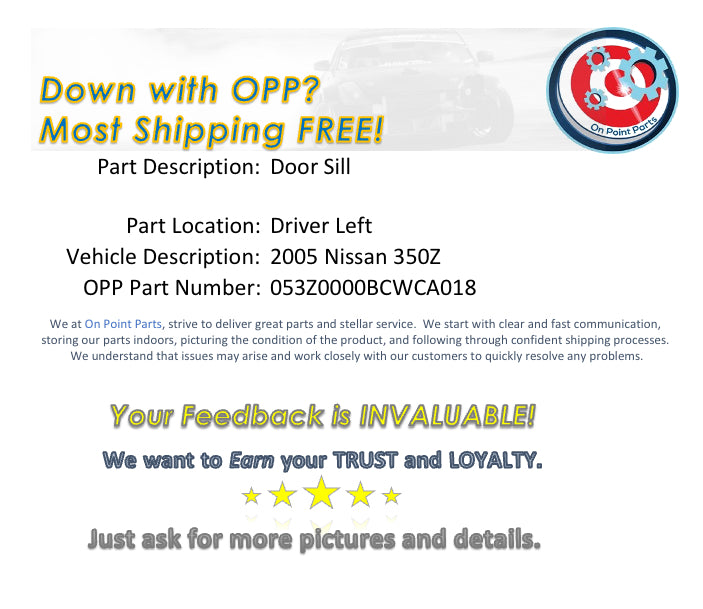 2005 Nissan 350Z Driver Left Door Seal OEM 0BCWCA - On Point Parts Inc