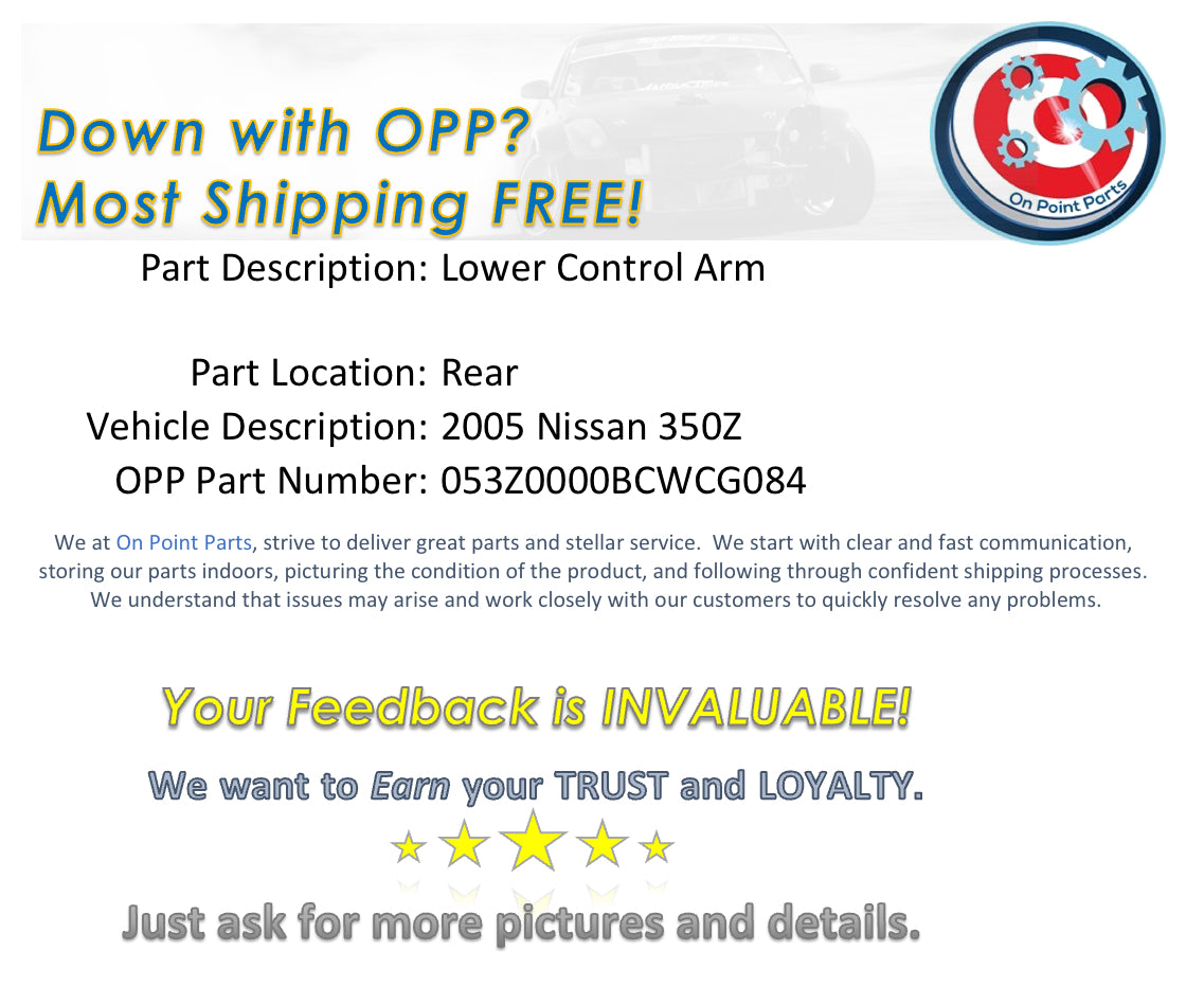 2005 Nissan 350Z Driver Left Rear Lower Control Arm OEM 0BCWCG - On Point Parts Inc
