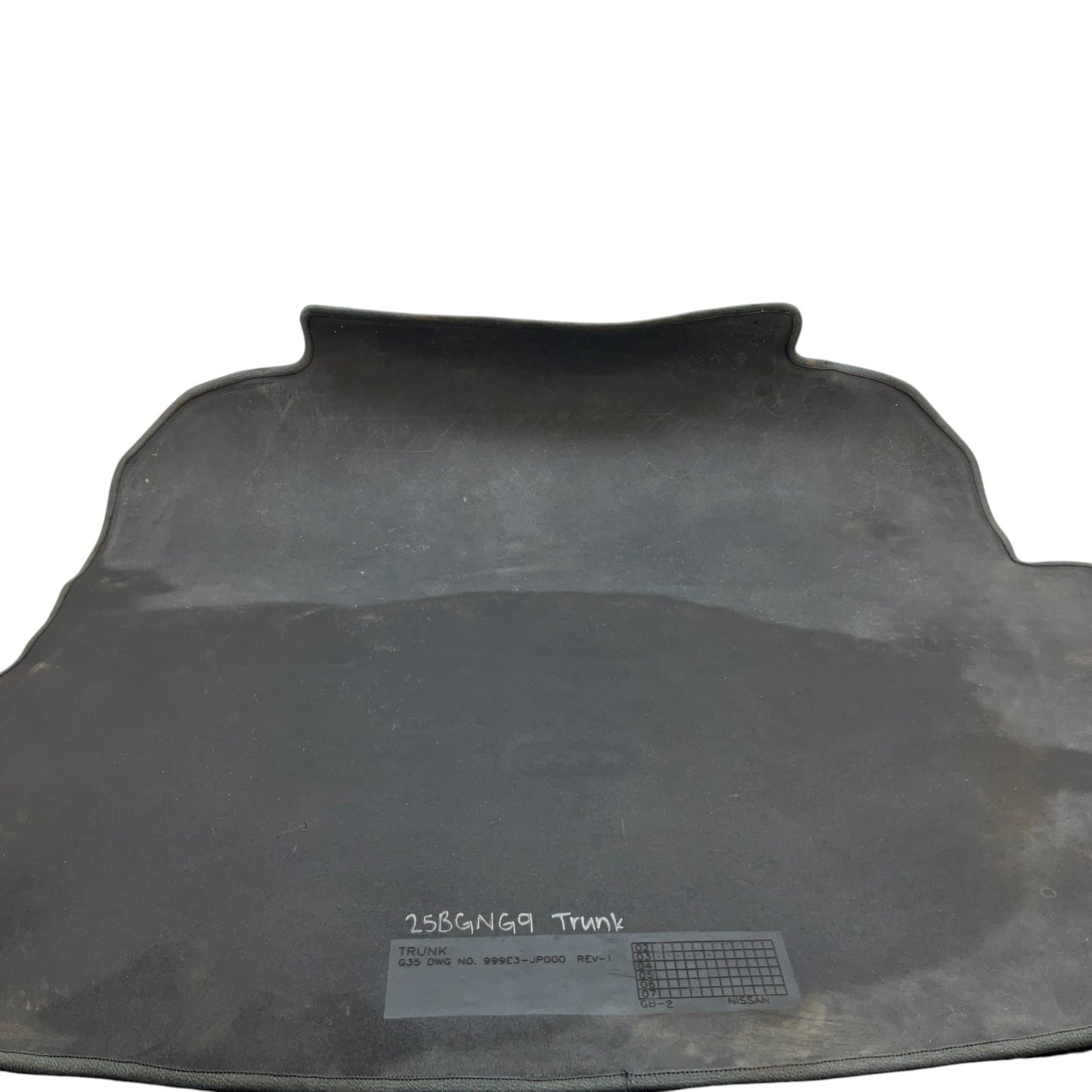 03-07 G35 Rear Coupe Trunk Floor Mat Carpet 999E3Jp000 Oem Gng - On Point Parts Inc