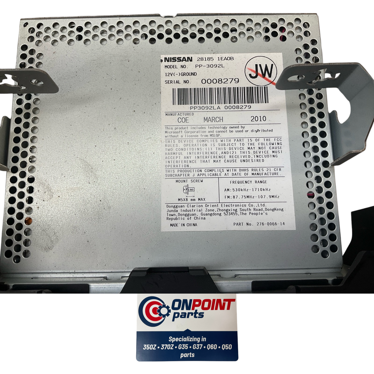 09-15 Nissan 370Z Front Radio Stereo Head Unit 281851Ea0B Oem H2H