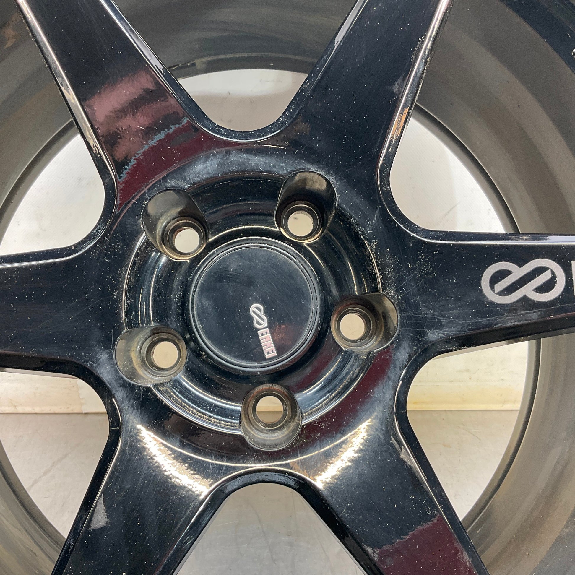 Enkei Tuning T6R Rims Wheels Front 18x8.5 Rear 18x9.5 Gloss Black 5x114.3 - On Point Parts Inc