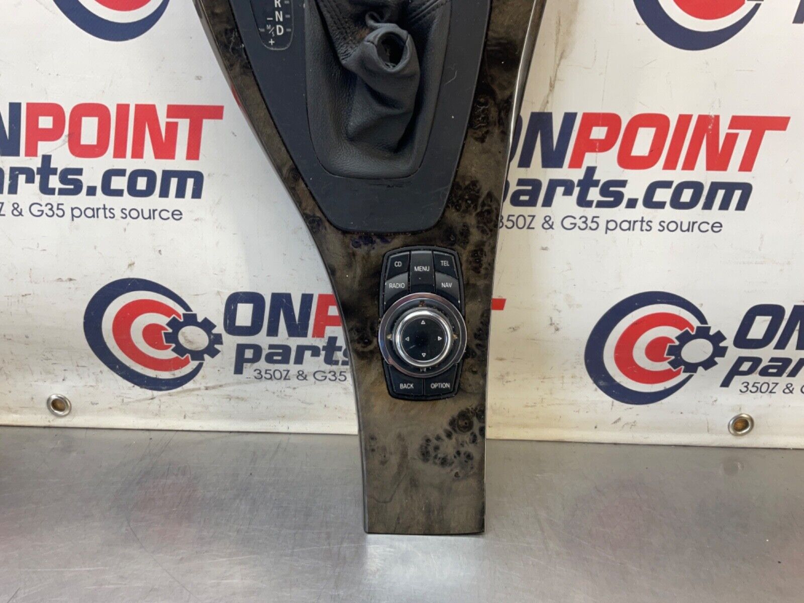 2009 BMW E92 335i Gray Poplar Grain Gear Shifter Bezel with iDrive OEM 15BGSE7 - On Point Parts Inc
