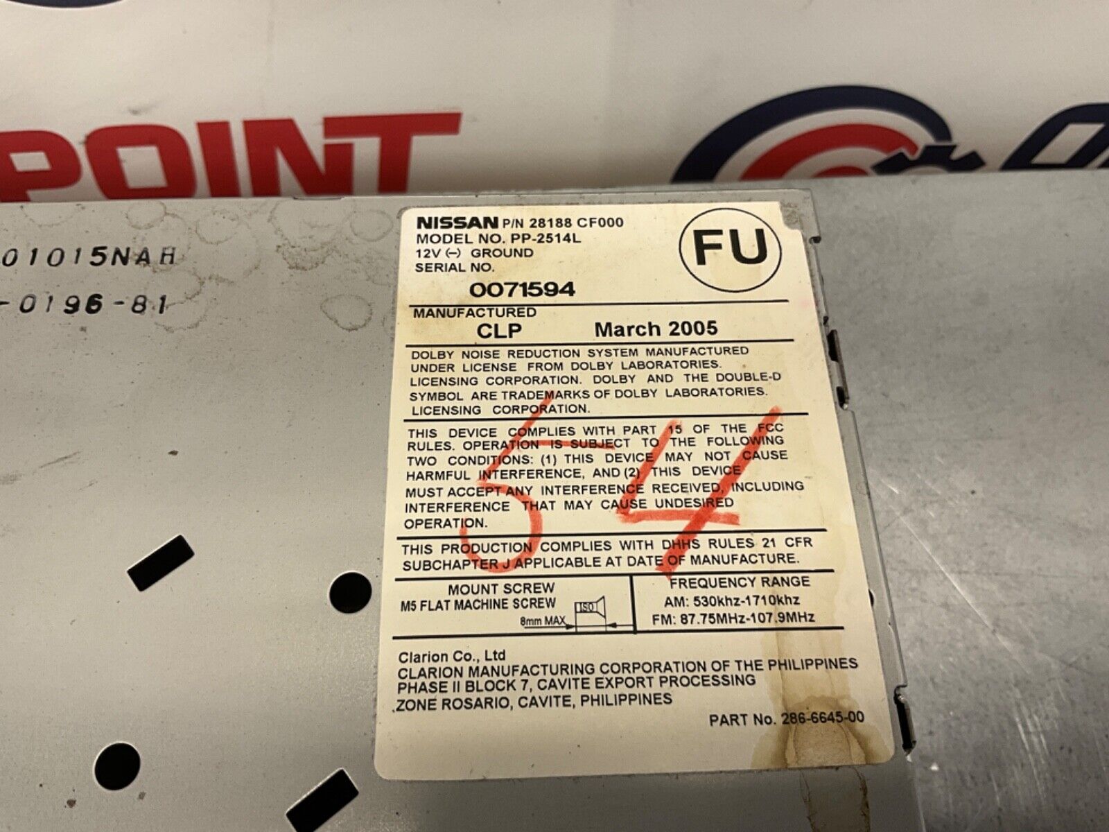 2005 Nissan Z33 350Z Bose 6 CD Changer Radio Cassette Head Unit