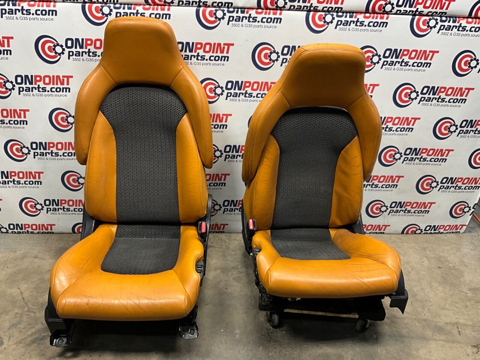2006 Nissan Z33 350Z Convertible Burnt Orange Leather Net Seats OEM 23BJJE9 - On Point Parts Inc