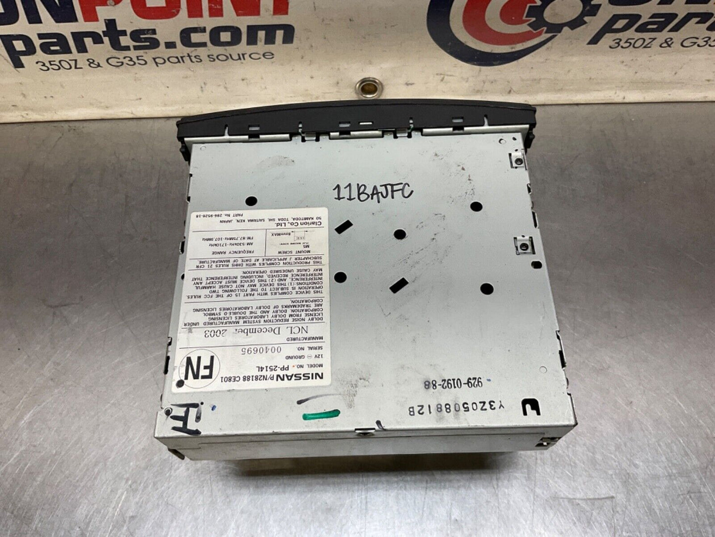 2004 Nissan Z33 350Z Radio Stereo Unit with CD Player OEM 11BAJFC - On Point Parts Inc