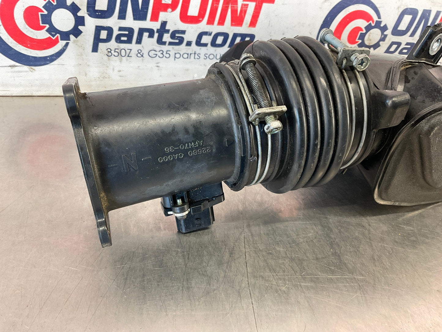 2005 Infiniti G35 Air Intake Duct Tube Resonator MAF Mass Airflow OEM 24BFFE3 - On Point Parts Inc
