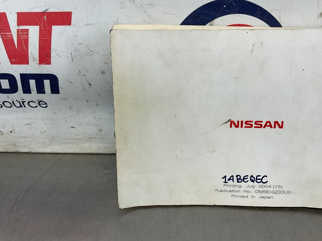 2004 Nissan 350Z Original Owner's Manual OEM 14BEQEC - On Point Parts Inc