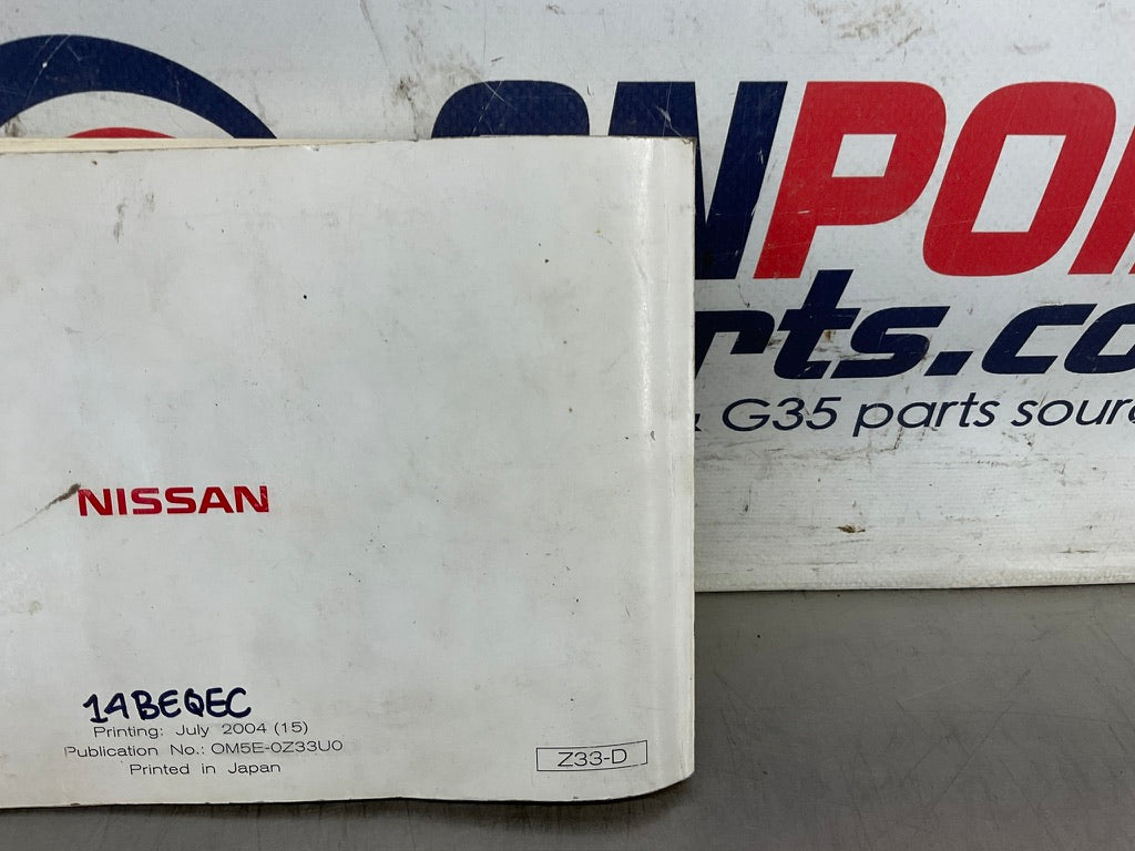 2004 Nissan 350Z Original Owner's Manual OEM 14BEQEC - On Point Parts Inc