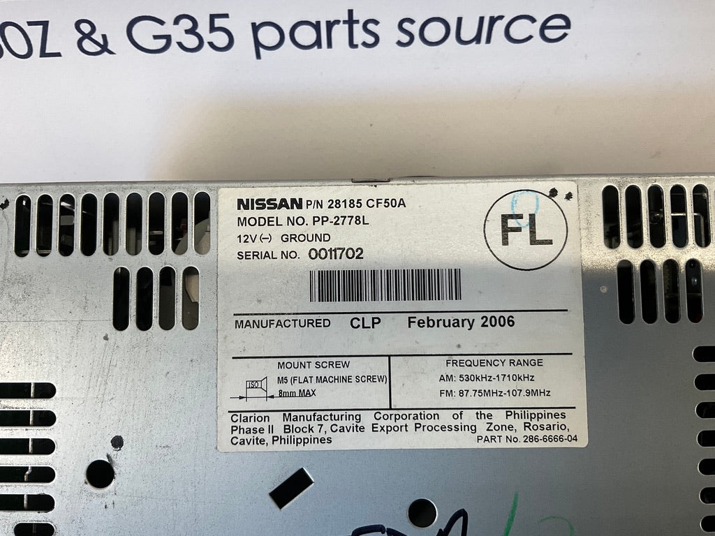 2006 Nissan 350Z Bose 6CD Stereo Radio Head Unit OEM 21BJFDA - On Point Parts Inc