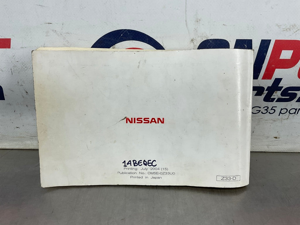 2004 Nissan 350Z Original Owner's Manual OEM 14BEQEC - On Point Parts Inc