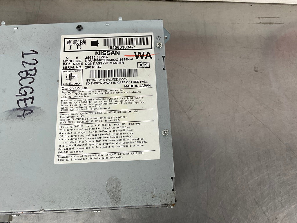 2013 Infiniti G37 Radio Receiver CD Player Head Unit 25915 OEM 12BCGEA - On Point Parts Inc