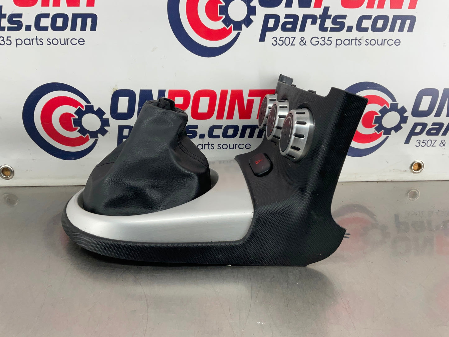 2006 Nissan 350Z Manual Shifter Boot Bezel Trim with AC Controls OEM 15BAJDA - On Point Parts Inc