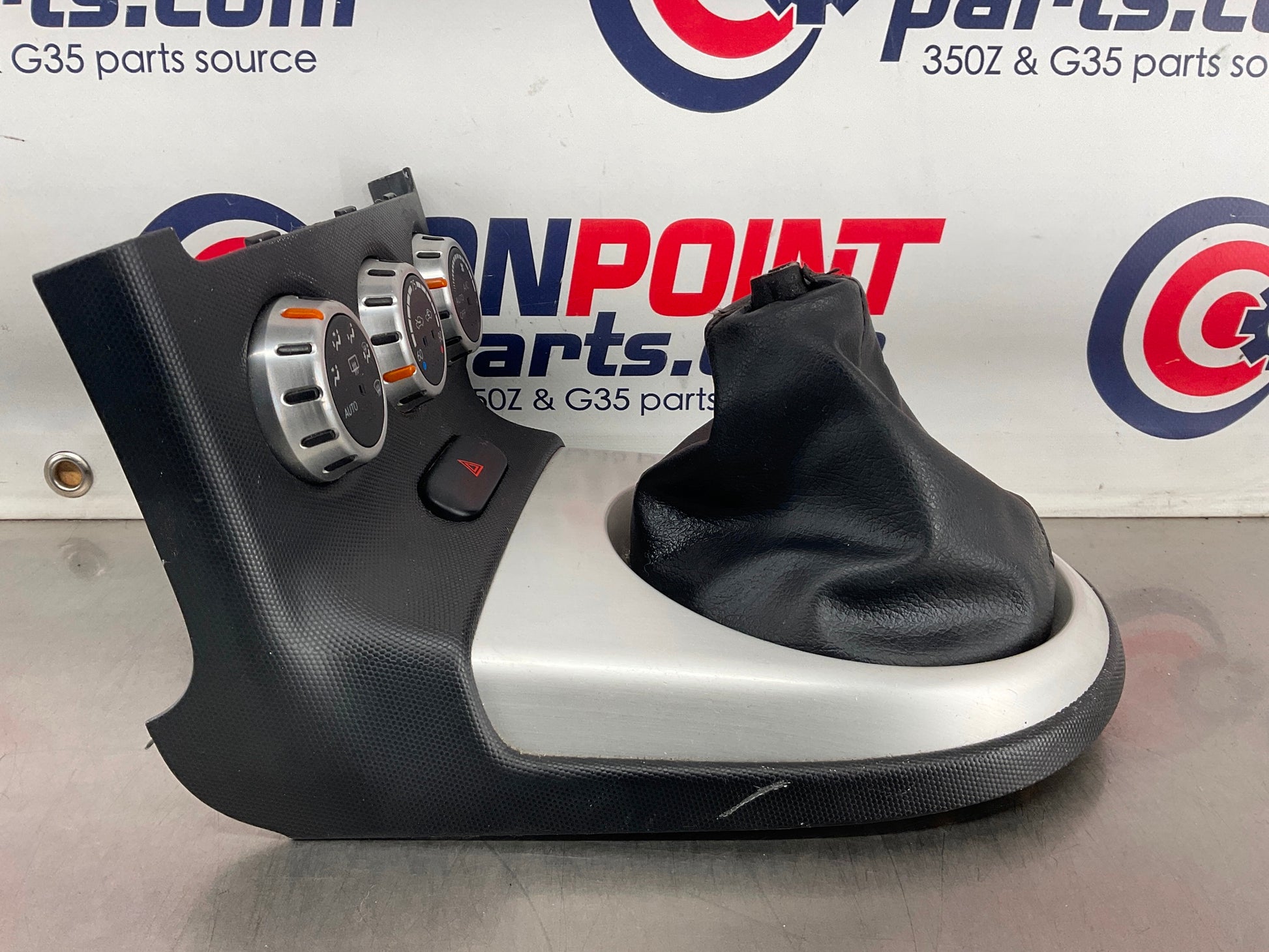 2006 Nissan 350Z Manual Shifter Boot Bezel Trim with AC Controls OEM 15BAJDA - On Point Parts Inc